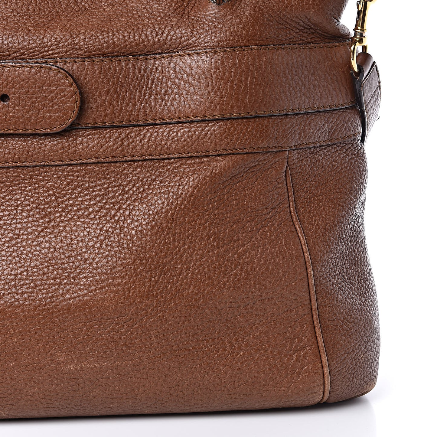 Pebbled Calfskin Ride Medium Top Handle Bag Brown