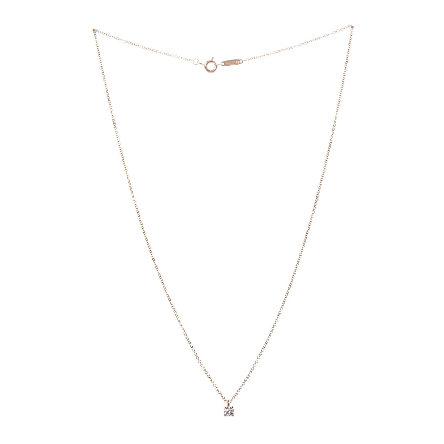 18K Rose Gold Diamond .18ct Solitaire Pendant Necklace