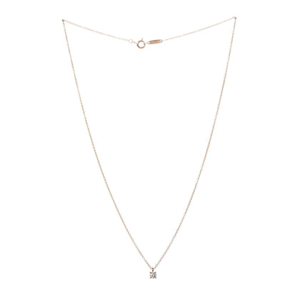 Tiffany 18K Rose Gold Diamond .18ct Solitaire Pendant Necklace 3 of 5