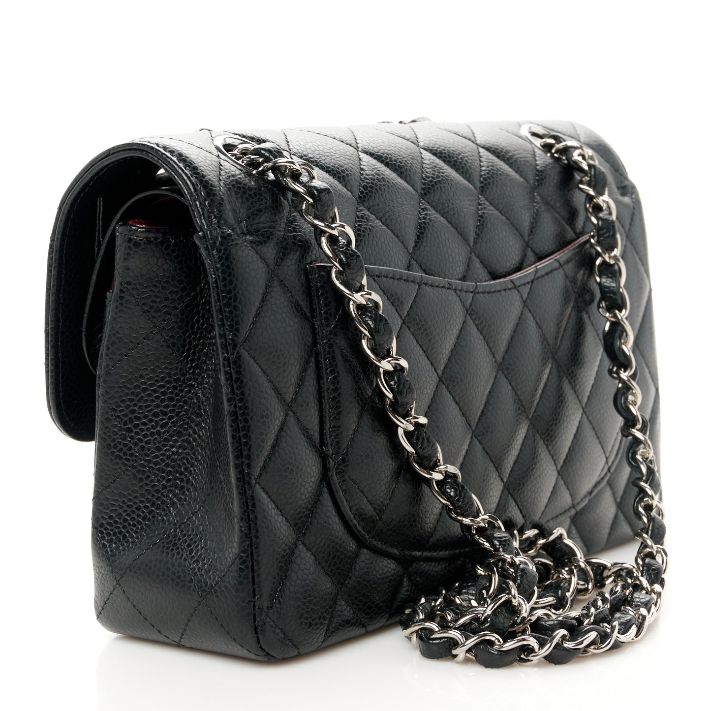 Caviar Quilted Small Double Flap Black