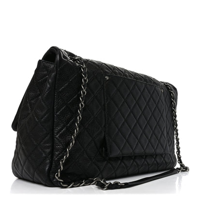 Chanel Grained Calfskin Quilted XXL Travel Flap Bag Black Black 3 of 10