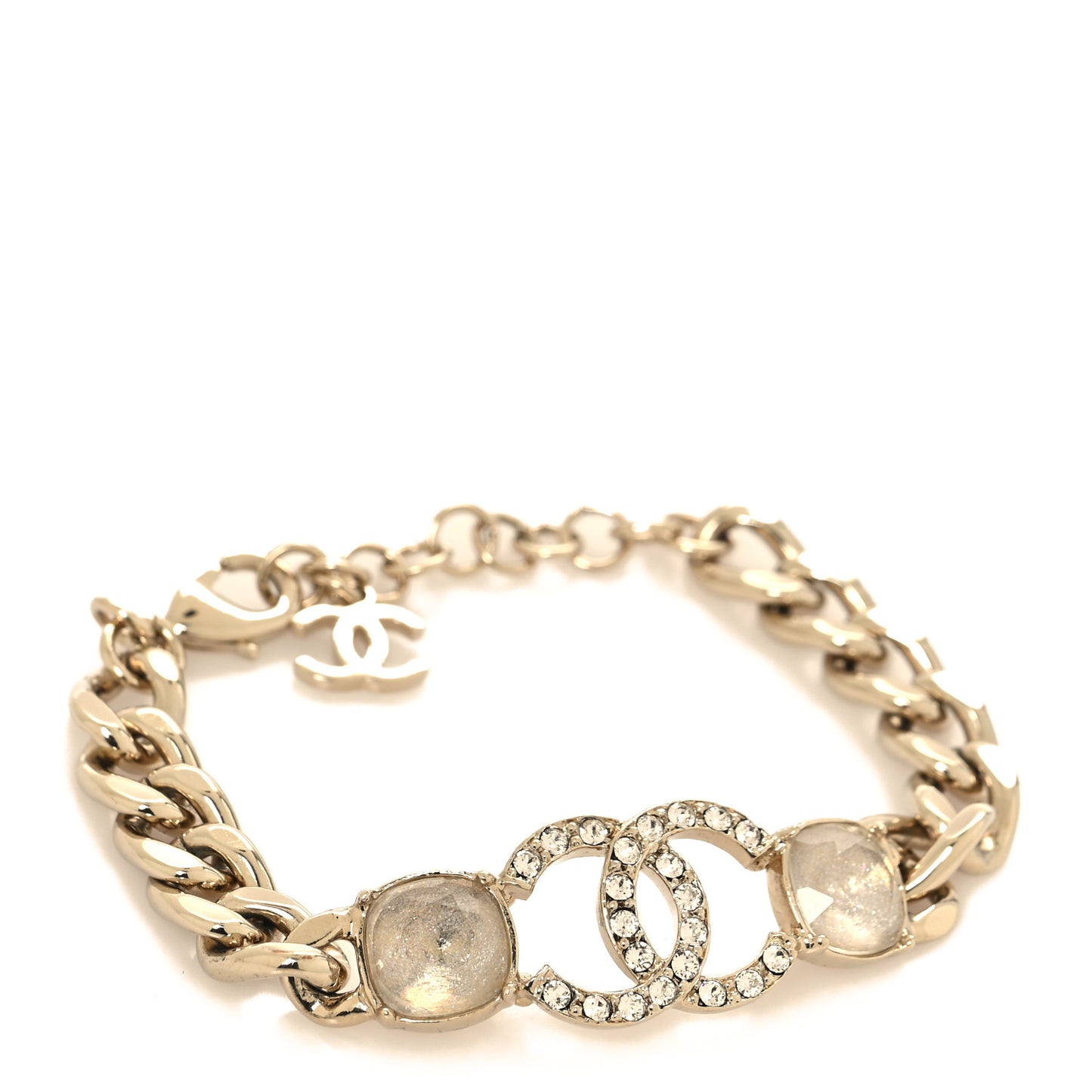 Glass Crystal CC Chain Bracelet Gold