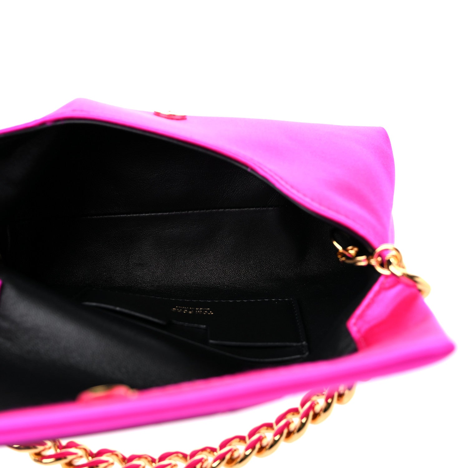 Tom Ford Satin Mini Label Chain Shoulder Bag Hot Pink 1270432