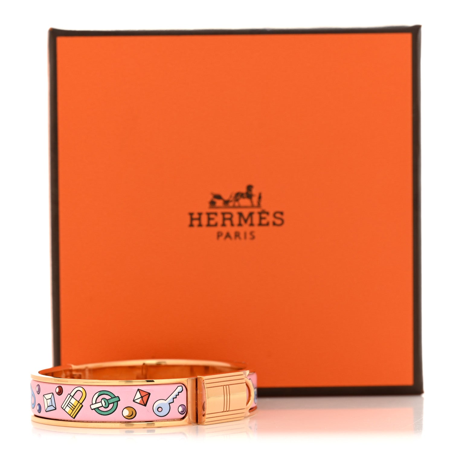 Hermes Enamel Narrow Clic Cadenas Locky Me Bracelet PM Ultra Pink 5 of 5