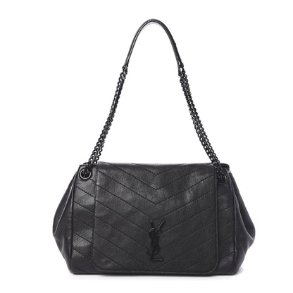 Saint Laurent Vintage Lambskin Chevron Monogram Medium Nolita Black 1 of 9