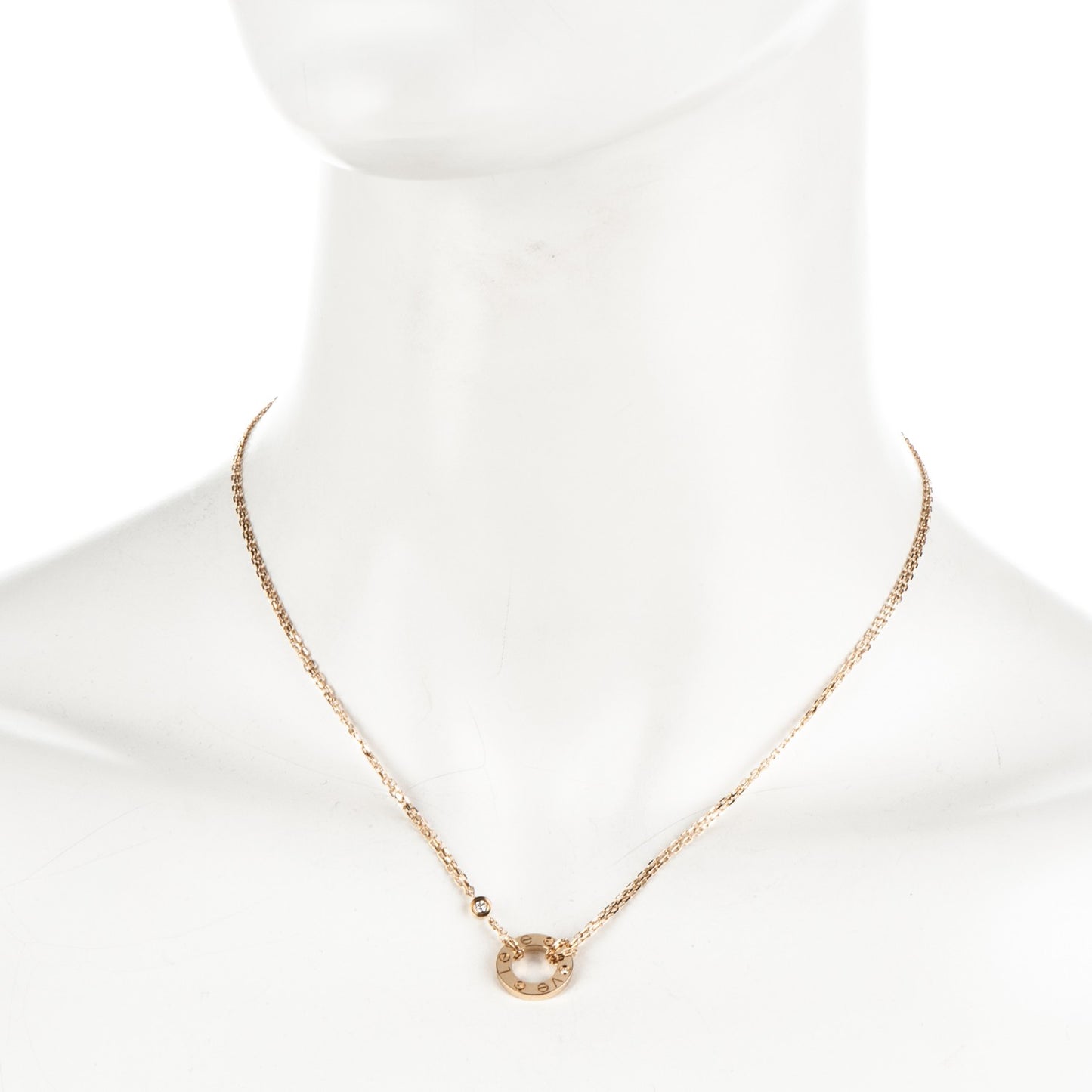 18K Yellow Gold 2 Diamond LOVE Necklace