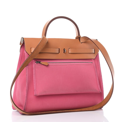 Hermes Vache Hunter Toile Herbag Zip 31 PM Rose Lipstick 4 of 18