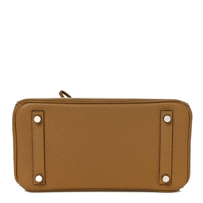 Hermes Togo Verso Birkin 25 Bronze Dore Bleu Brume 5 of 34