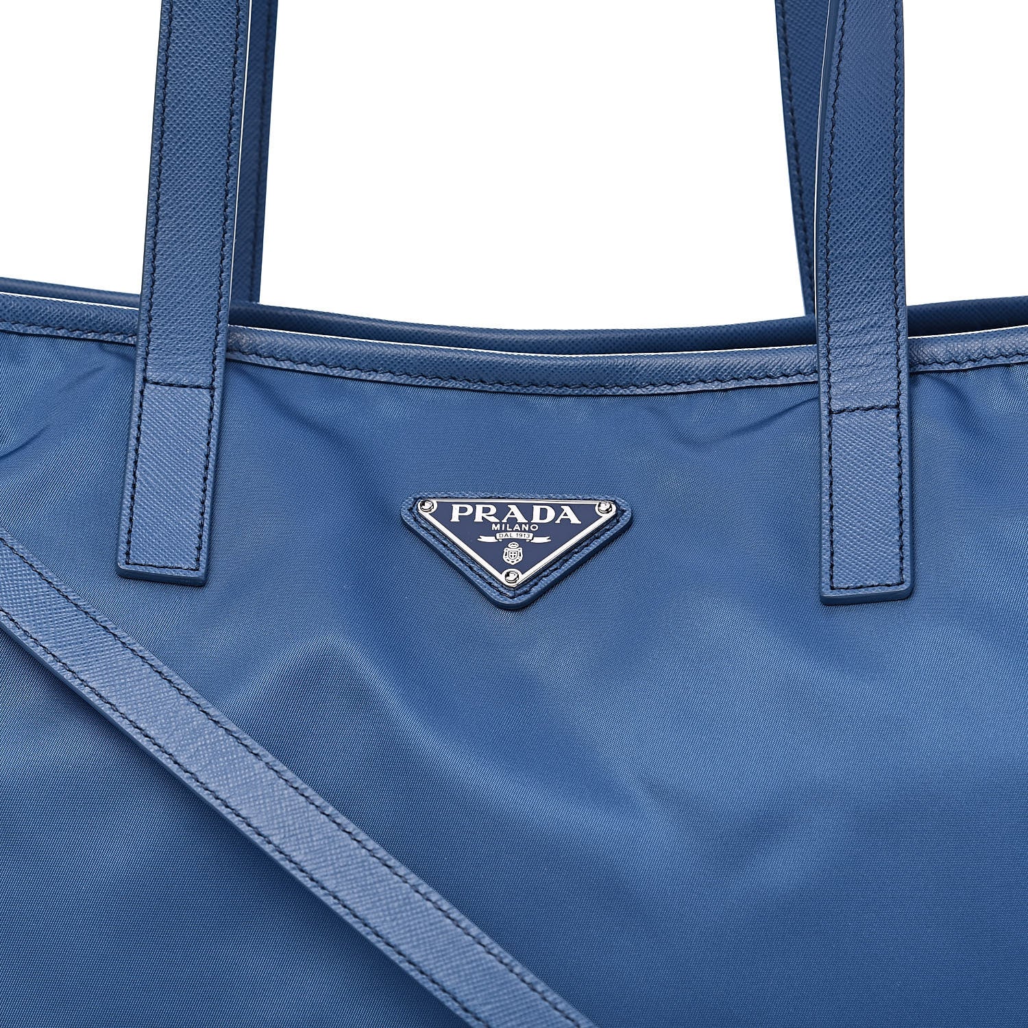Prada Tessuto Nylon Saffiano Tote Cobalto 10 of 10