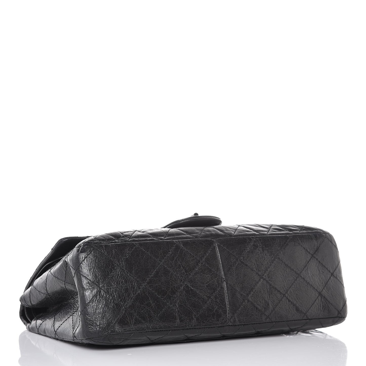 Glazed Aged Calfskin Quilted 2.55 Reissue 227 Flap So Black