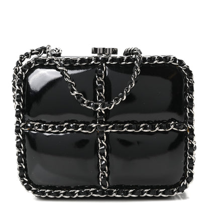 Chanel Patent Minaudiere Chain Clutch Black 5 of 8