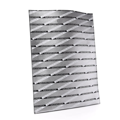 Balenciaga Metallic Calfskin Losange Monogram Plastic Bag Shopper S Silver Black White 4 of 7