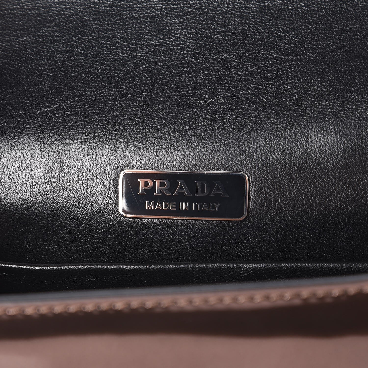 Prada Metallic Vitello Saffiano Cahier Bag Cammeo Black 6 of 6