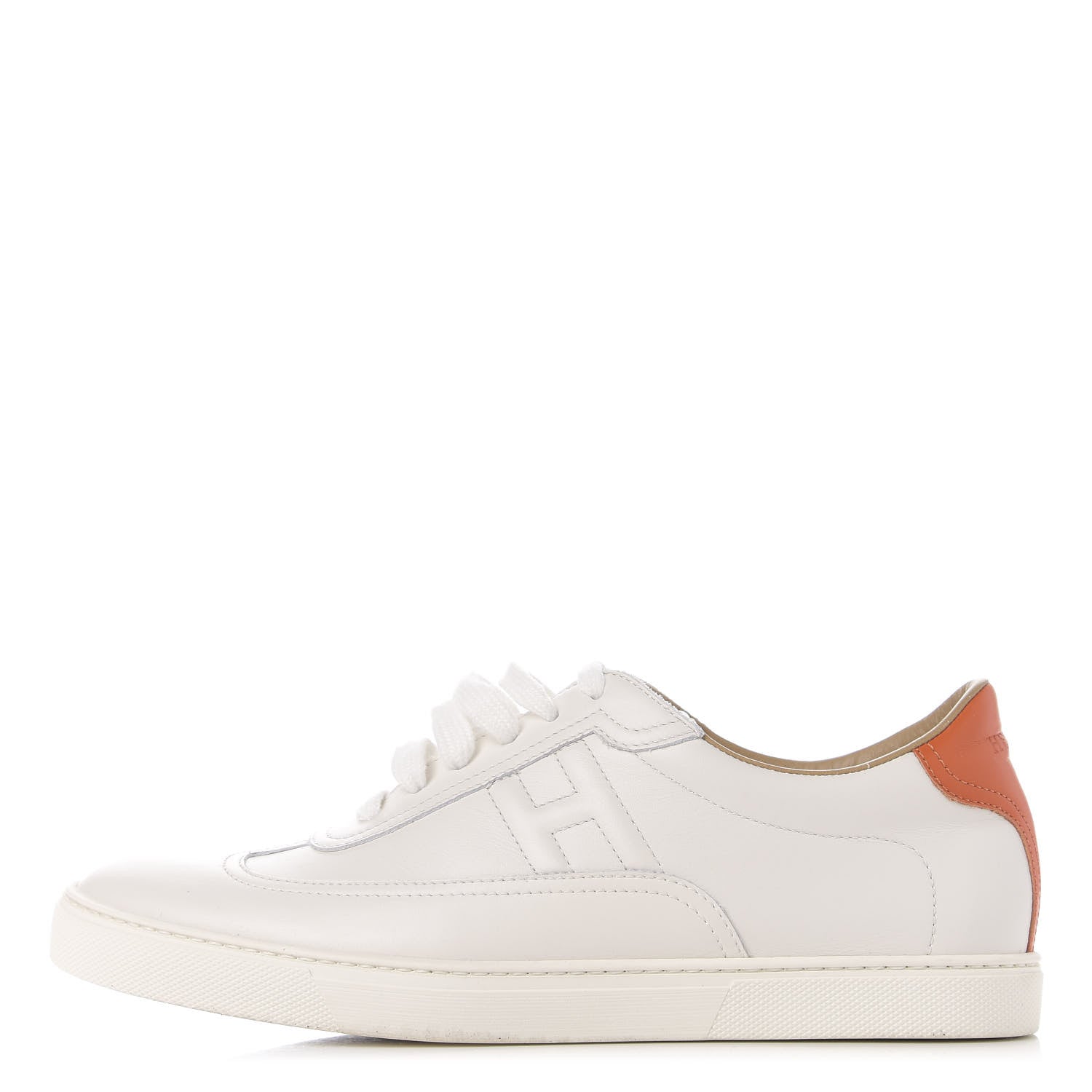 Hermes Calfskin Womens Quicker Sneakers 41 White Orange 1 of 9