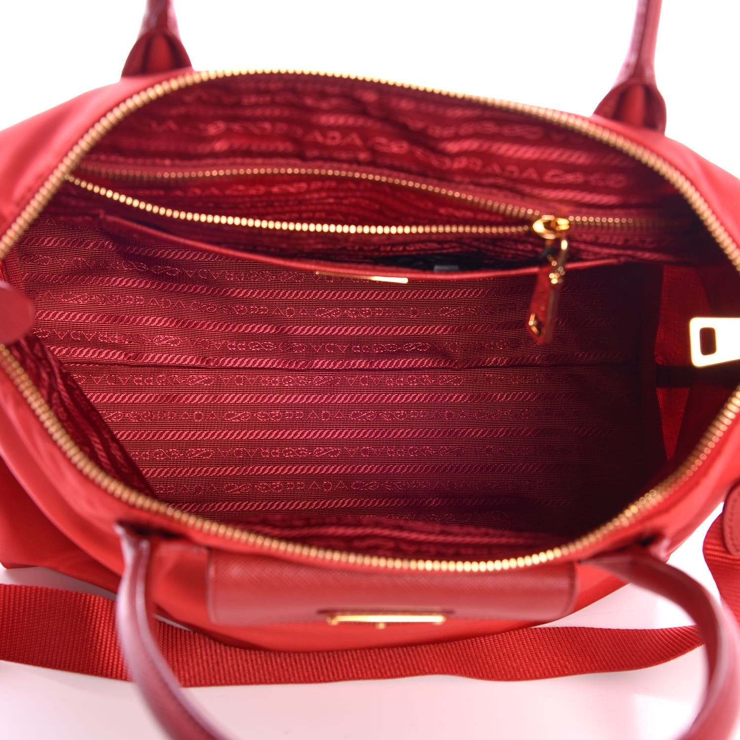Prada Saffiano Tessuto Nylon Tote Rosso 6 of 8