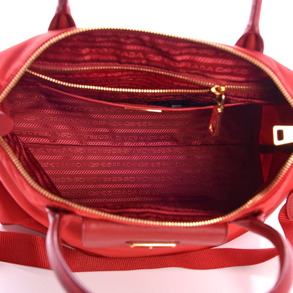 Prada Saffiano Tessuto Nylon Tote Rosso 6 of 8