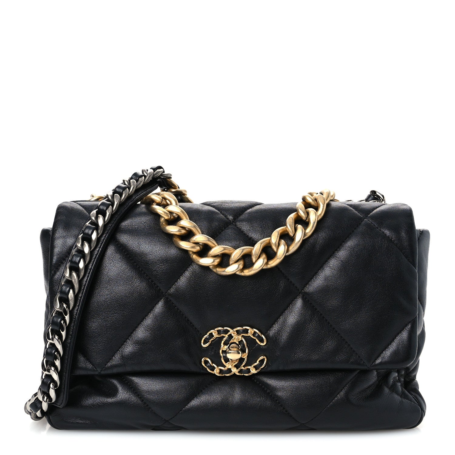 Chanel Goatskin Quilted Large Chanel 19 Flap Black 1 of 10