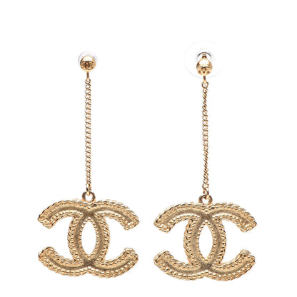 Chanel CC Drop Earrings Matte Gold 1 of 5