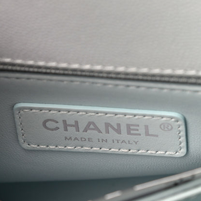 Chanel Iridescent Caviar Quilted Mini Coco Handle Flap Light Blue 6 of 11