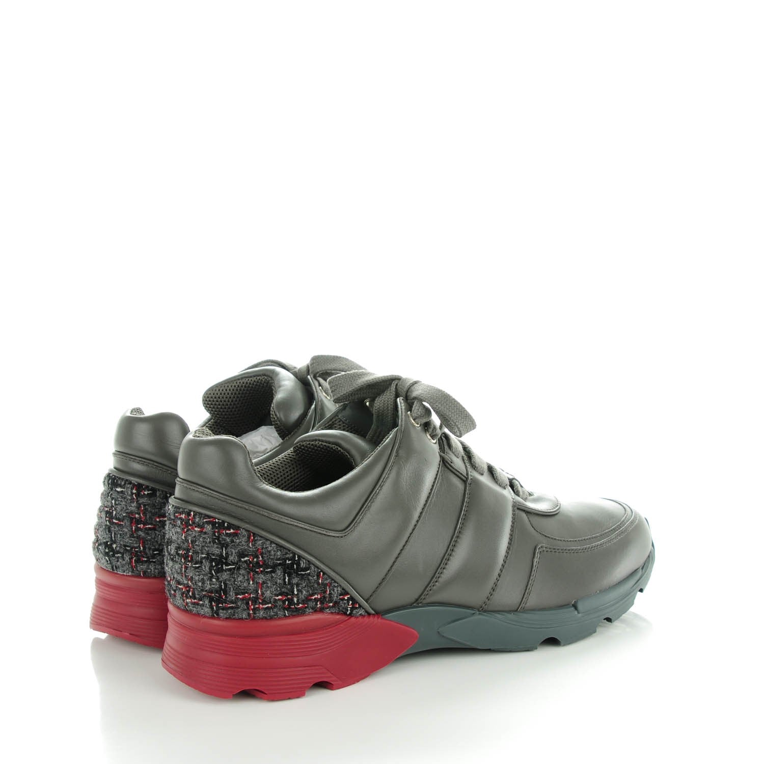 Chanel Calfskin Tweed Sneakers 43 Grey Black 4 of 7