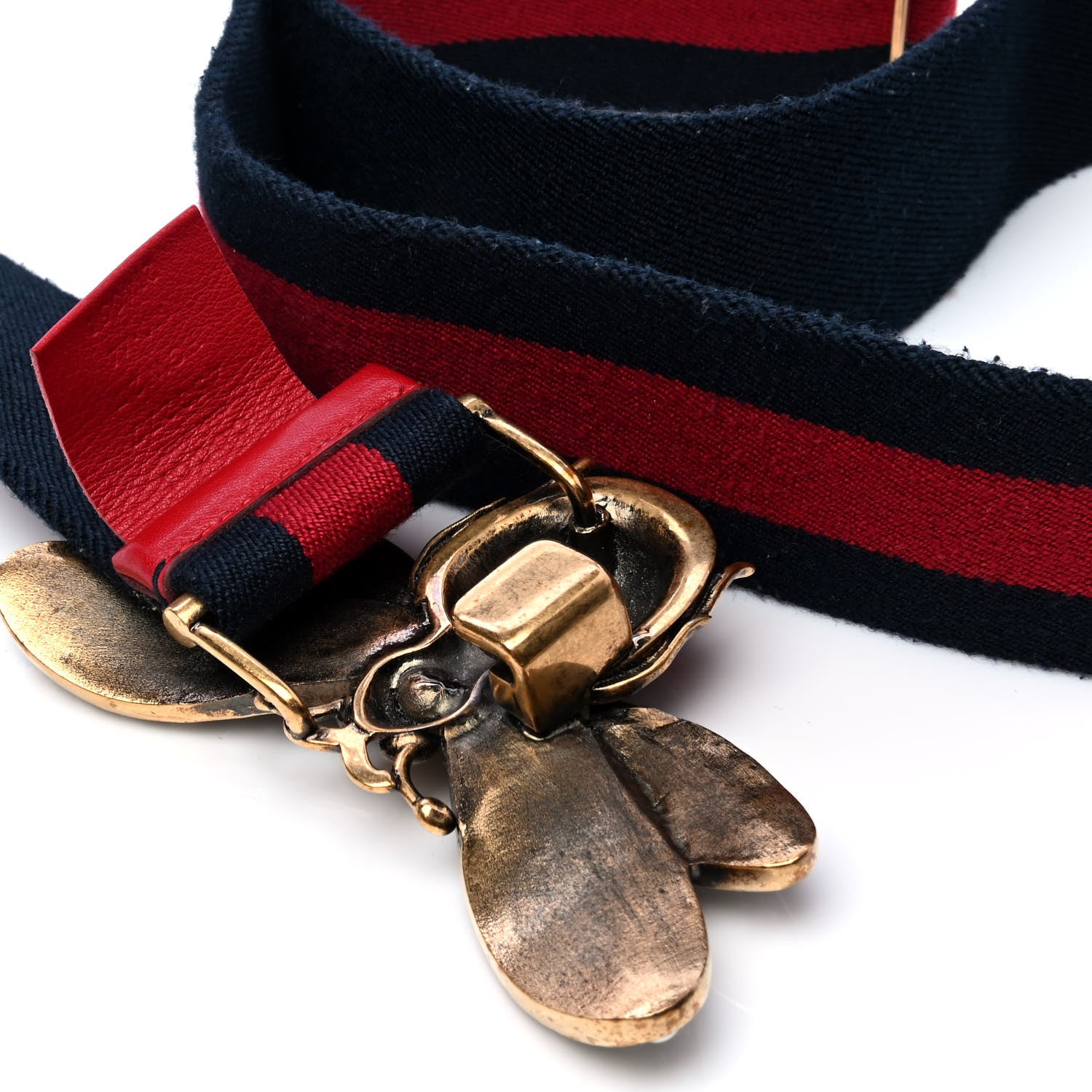 Gucci Web Queen Margaret Bee Belt 110 44 Red Navy 4 of 6