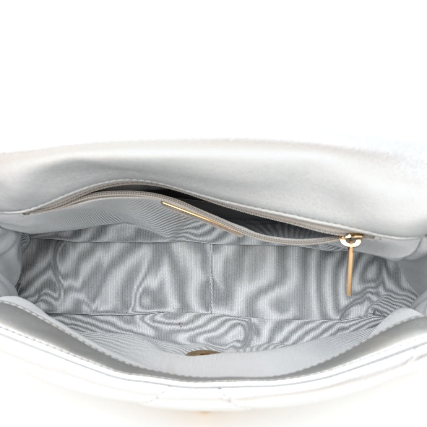 Metallic Lambskin Quilted Medium Chanel 19 Flap Silver