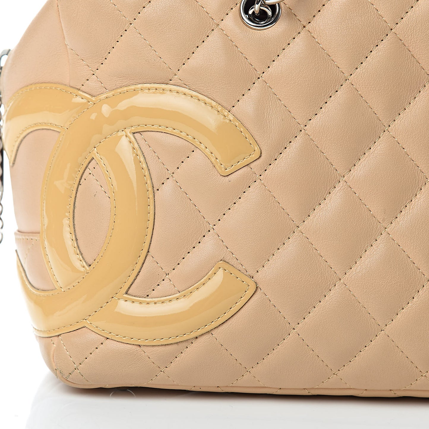 Calfskin Quilted Cambon Quilted Large Bowler Beige