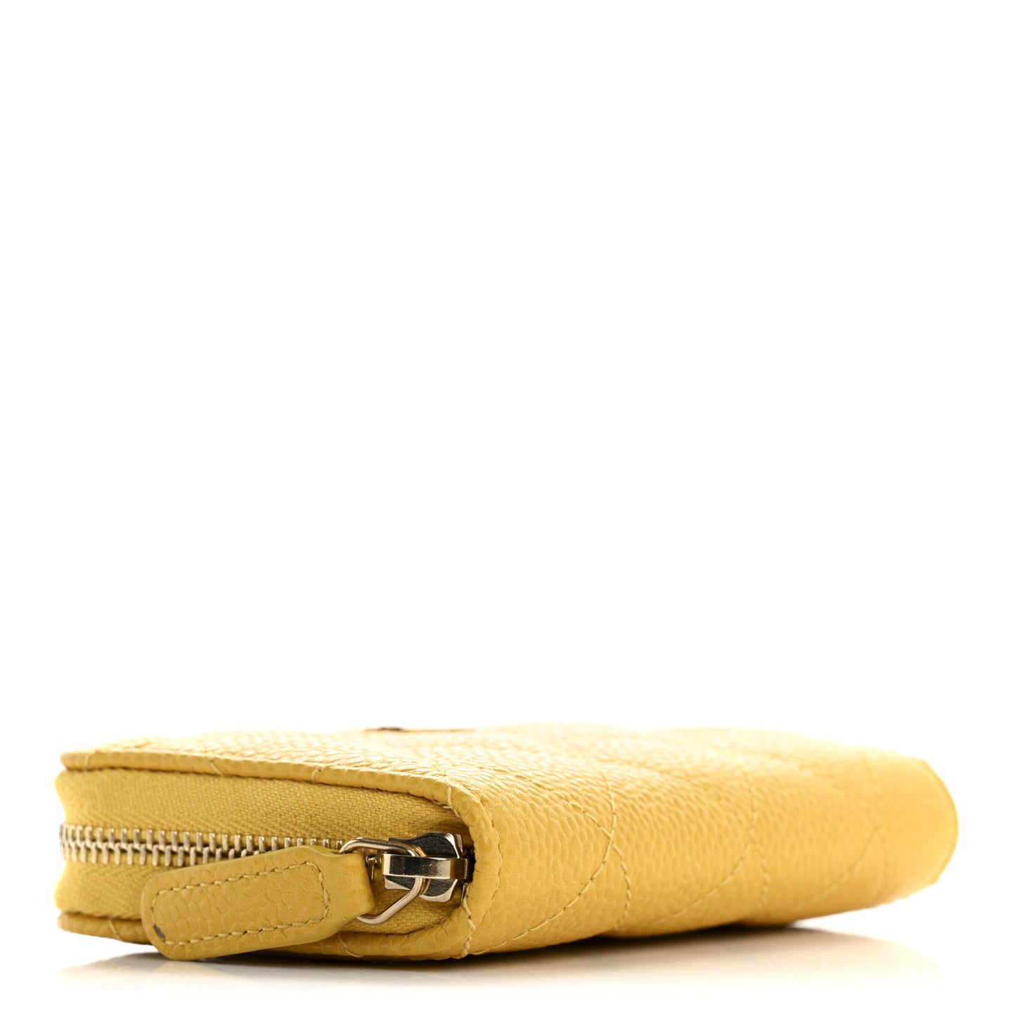 Caviar Quilted Zip Coin Purse Yellow