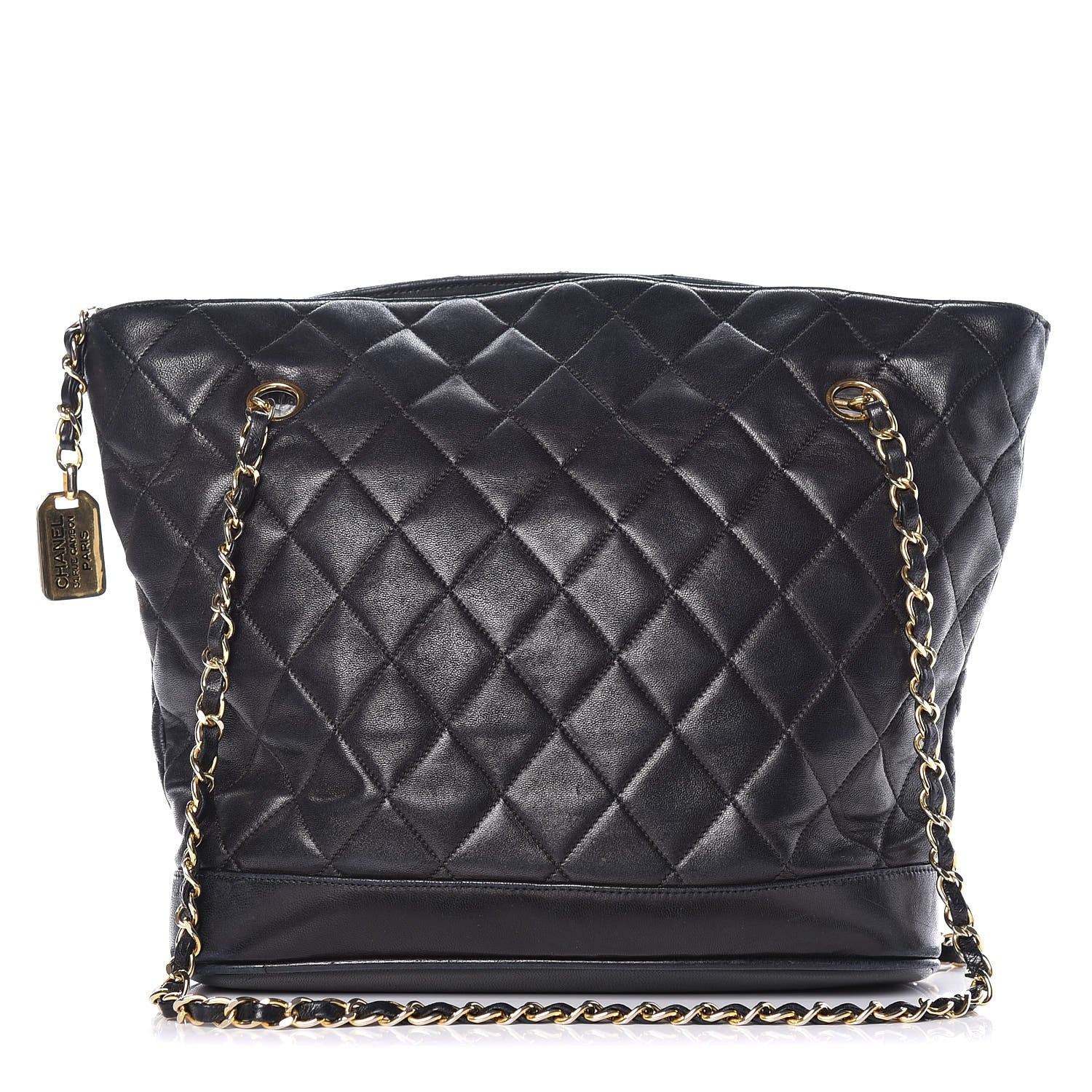 Chanel Lambskin Quilted Shopper Tote Black 1 of 10