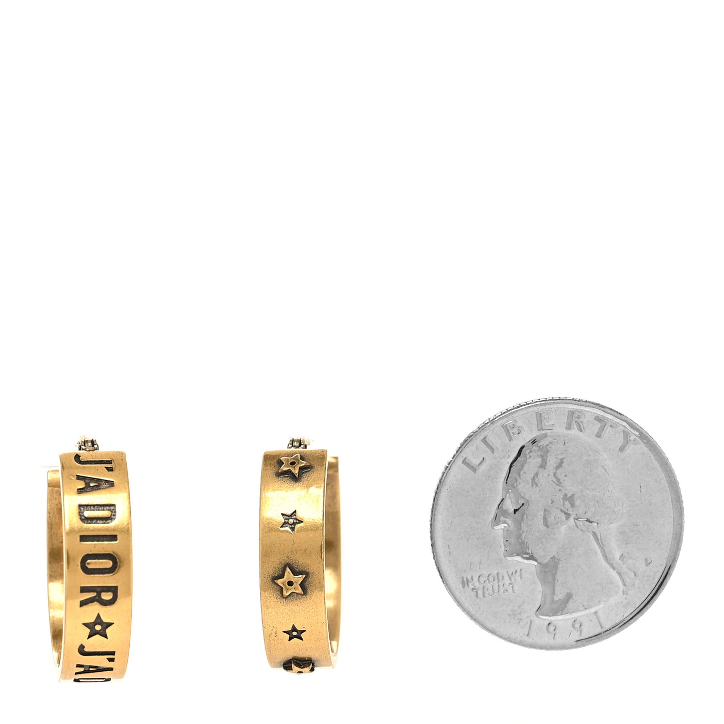 Metal Small J'Adior Star Hoop Earrings Aged Gold