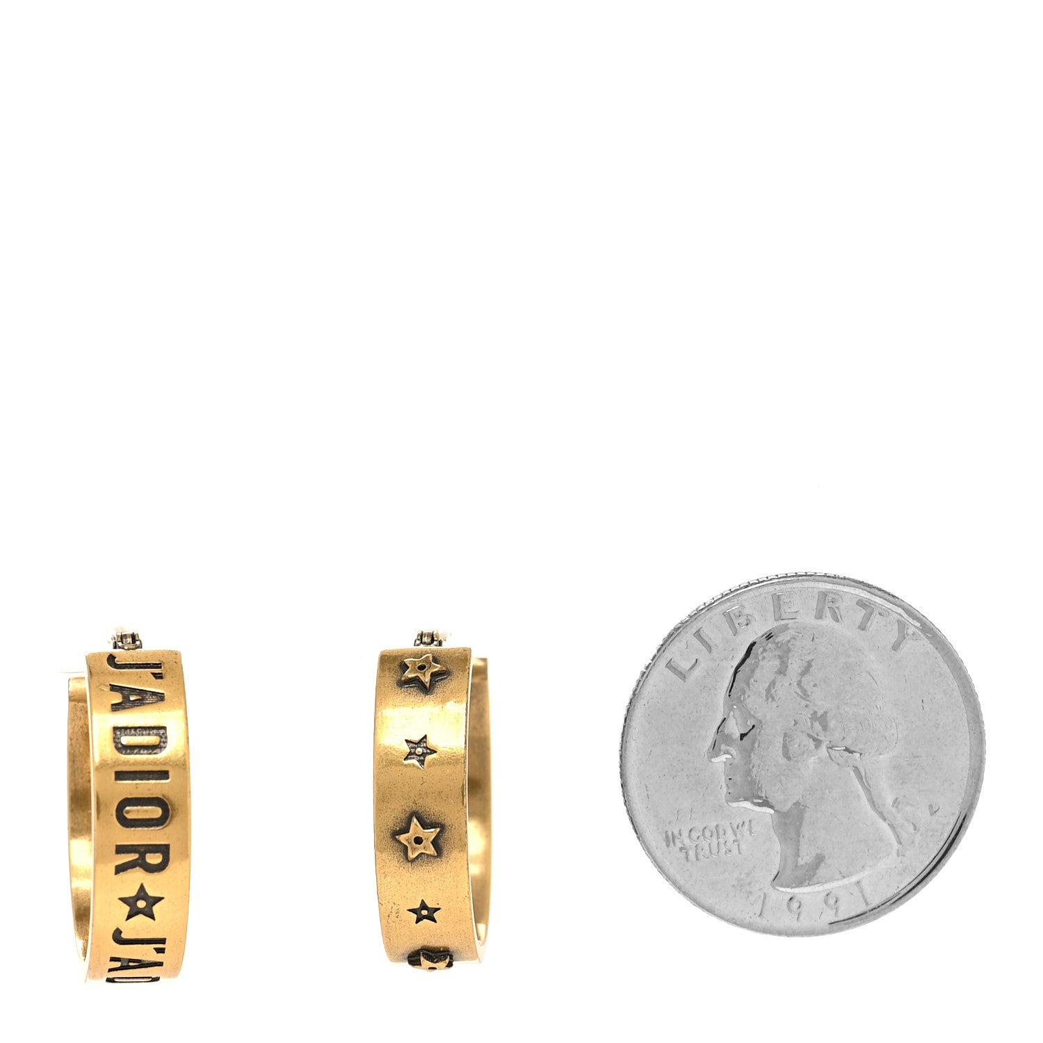 Christian Dior Metal Small J'Adior Star Hoop Earrings Aged Gold 2 of 3