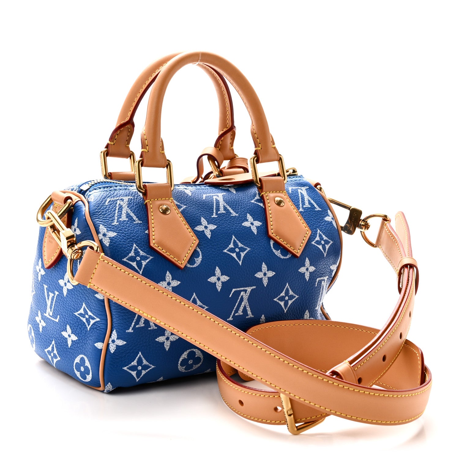Louis Vuitton Calfskin Monogram Speedy P9 Bandouliere 20 Blue 4 of 10