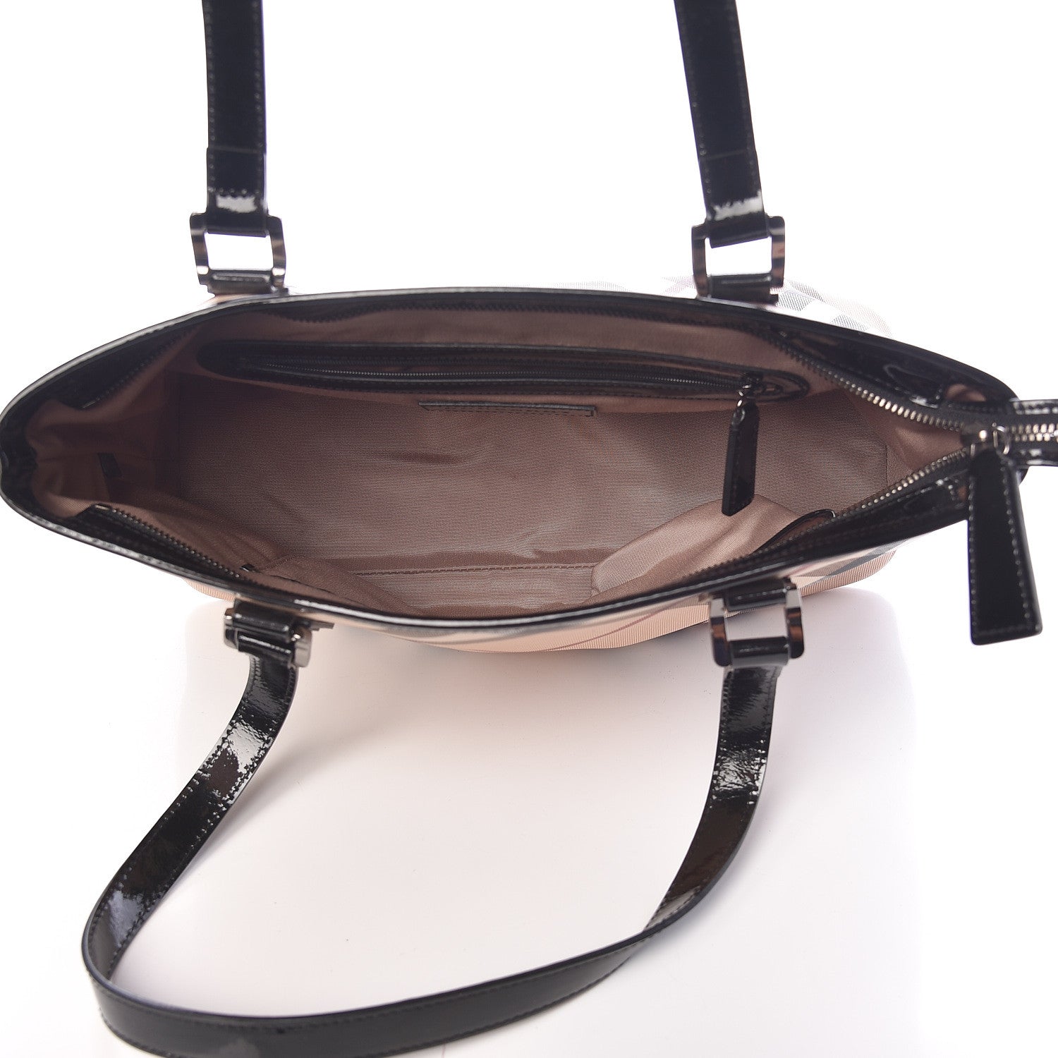 Burberry Patent Trim Nova Check Shopper Tote Black 5 of 11