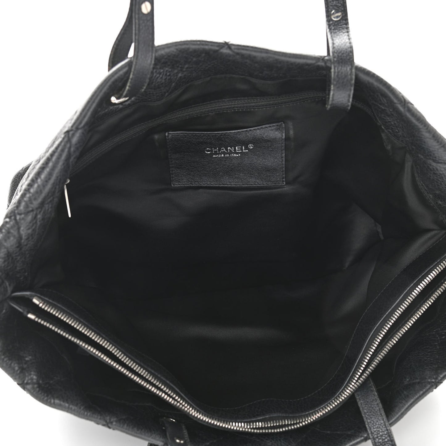 Glazed Calfskin Large On The Road Tote Black