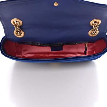 Gucci Velvet Matelasse Small GG Marmont Shoulder Bag Cobalt Blue 5 of 10
