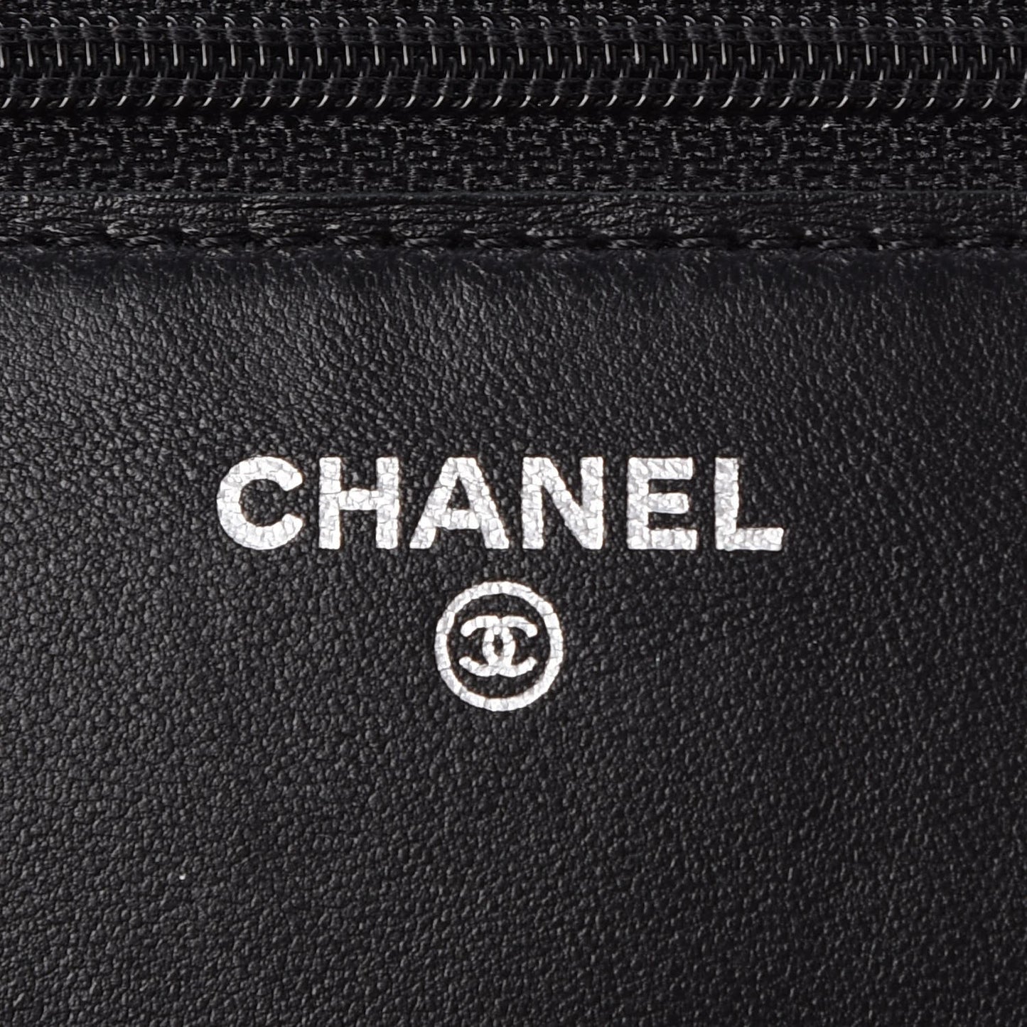 Lambskin Camellia Embossed Wallet On Chain WOC Black