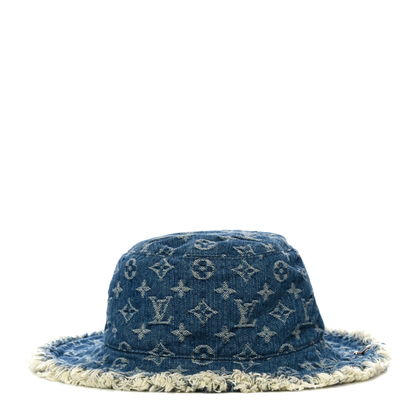 Monogram Denim Fringe Bob Bucket Hat M Blue