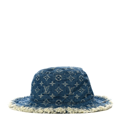 Louis Vuitton Monogram Denim Fringe Bob Bucket Hat M Blue 4 of 7