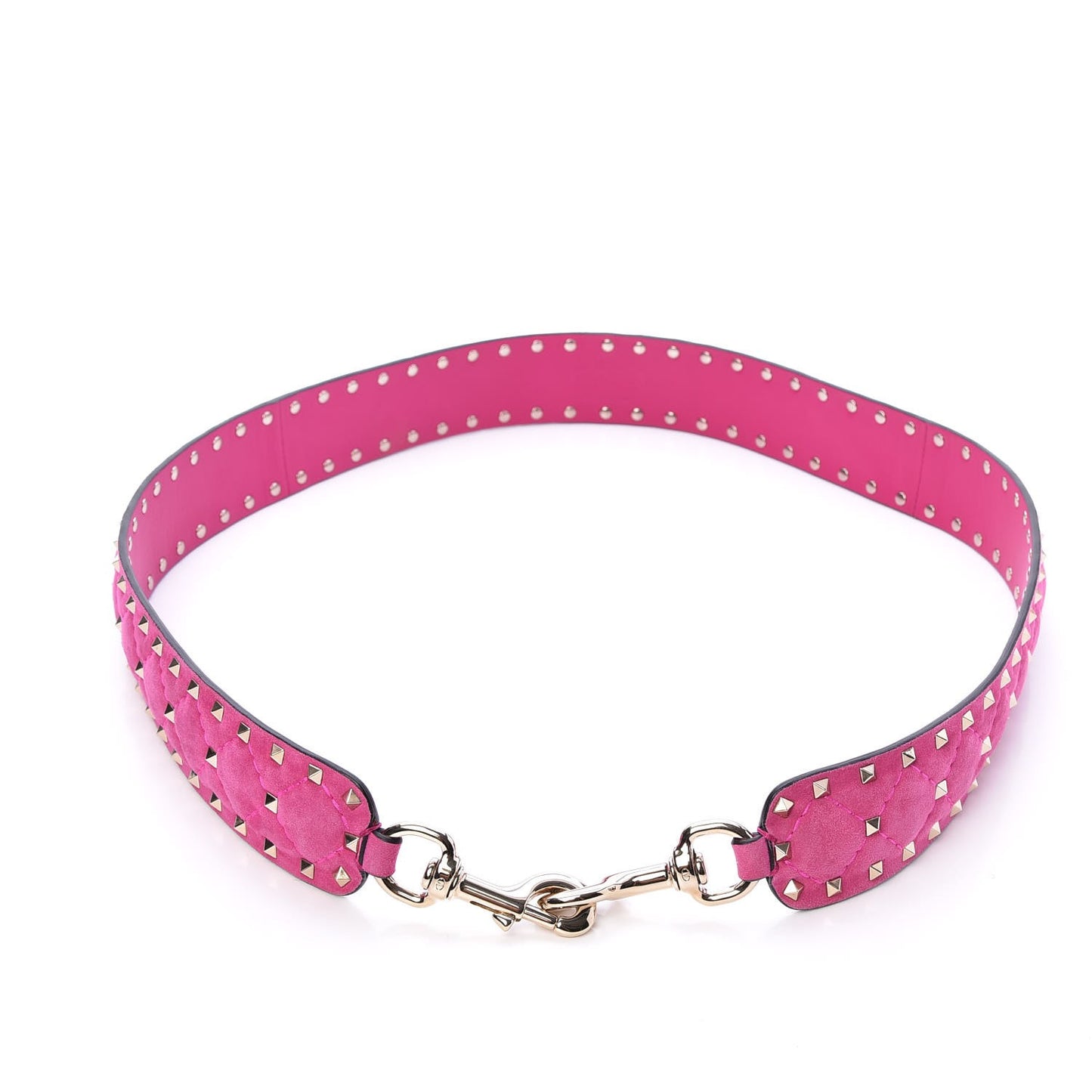 Suede Rockstud Spike Shoulder Strap Bright Fuxia