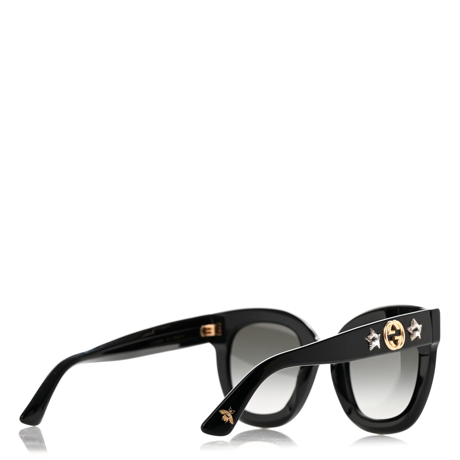 Gucci Acetate Crystal Star Round Frame Sunglasses GG0208S Black 3 of 8
