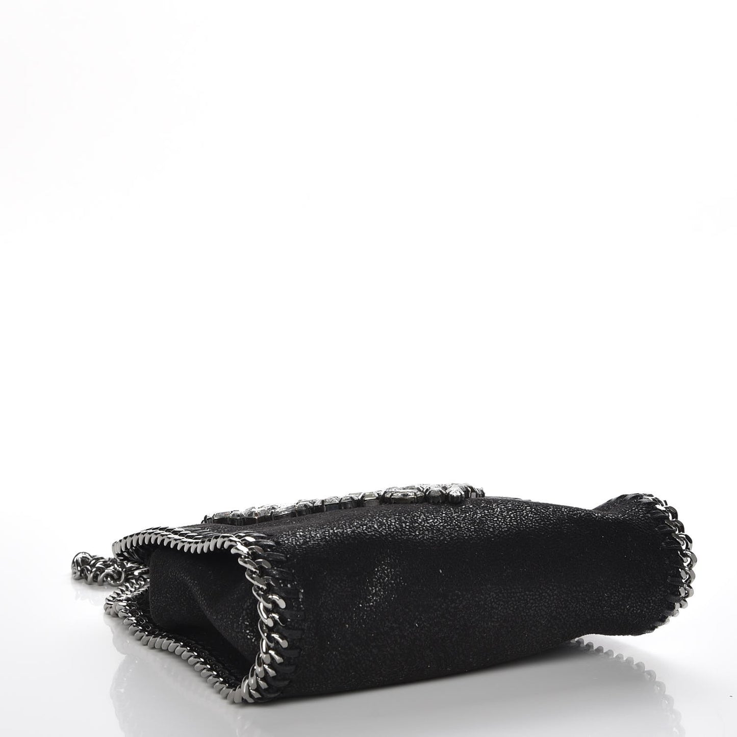 Shaggy Deer Crystal Stones Heart Tiny Falabella Tote Black