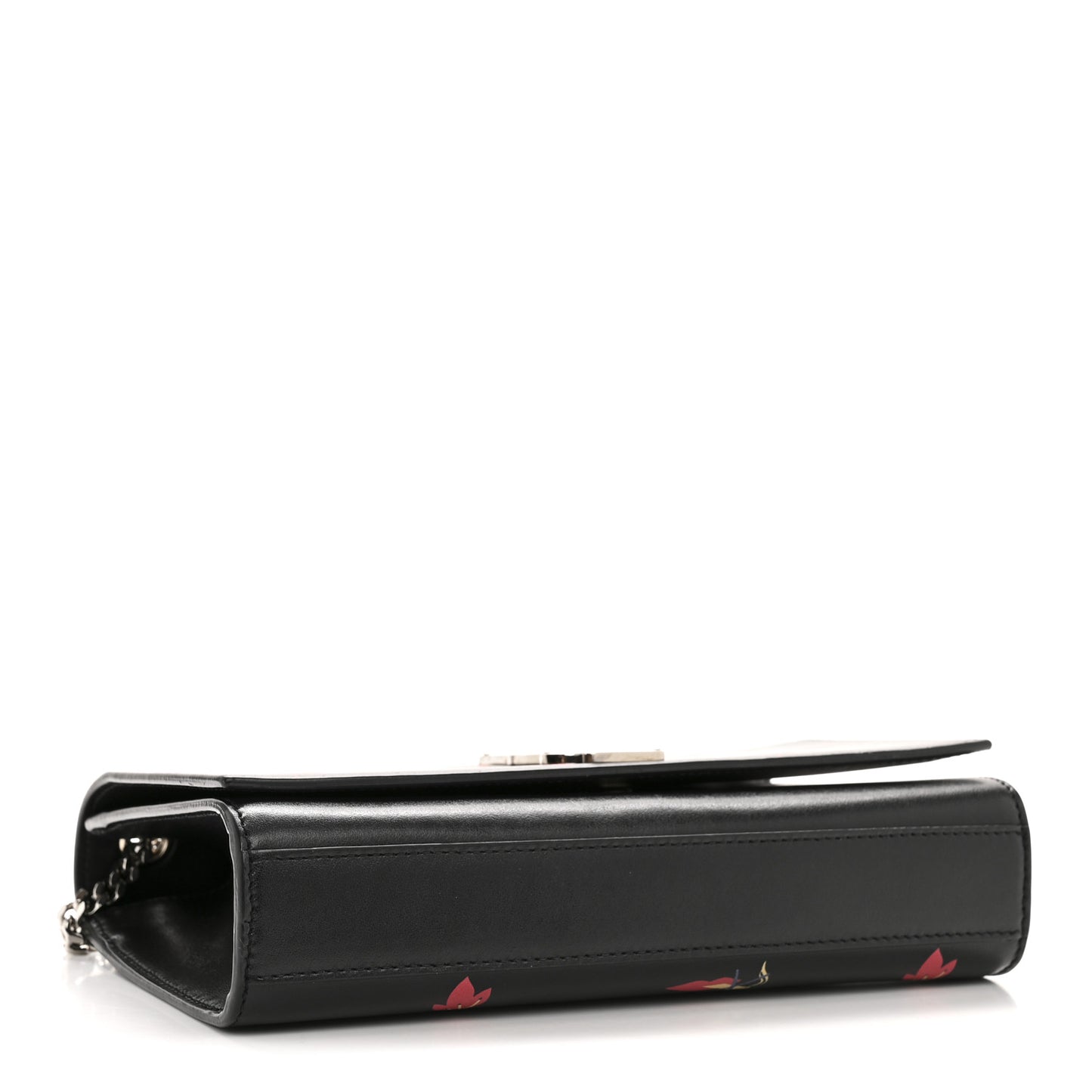 Calfskin Medium Heart Bolts Monogram Kate Satchel Black