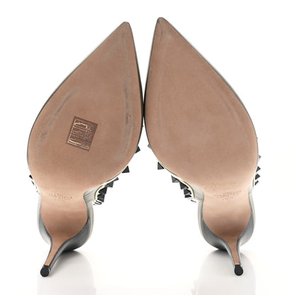 Valentino Garavani Nappa Rockstud Ankle Strap 100mm Pumps 40.5 Army Green Light Ivory 5 of 9