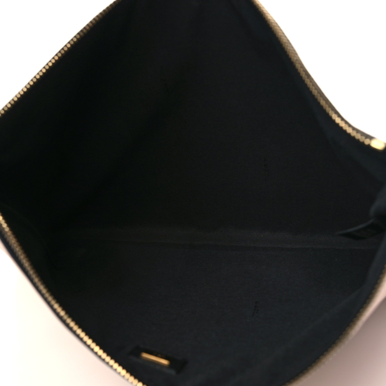 Fendi Vitello Fluffy Grace Logo Embossed Large Flat Pouch Rosa Quarzo Black 5 of 6