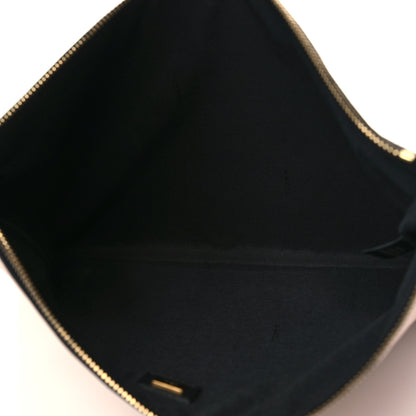 Fendi Vitello Fluffy Grace Logo Embossed Large Flat Pouch Rosa Quarzo Black 5 of 6