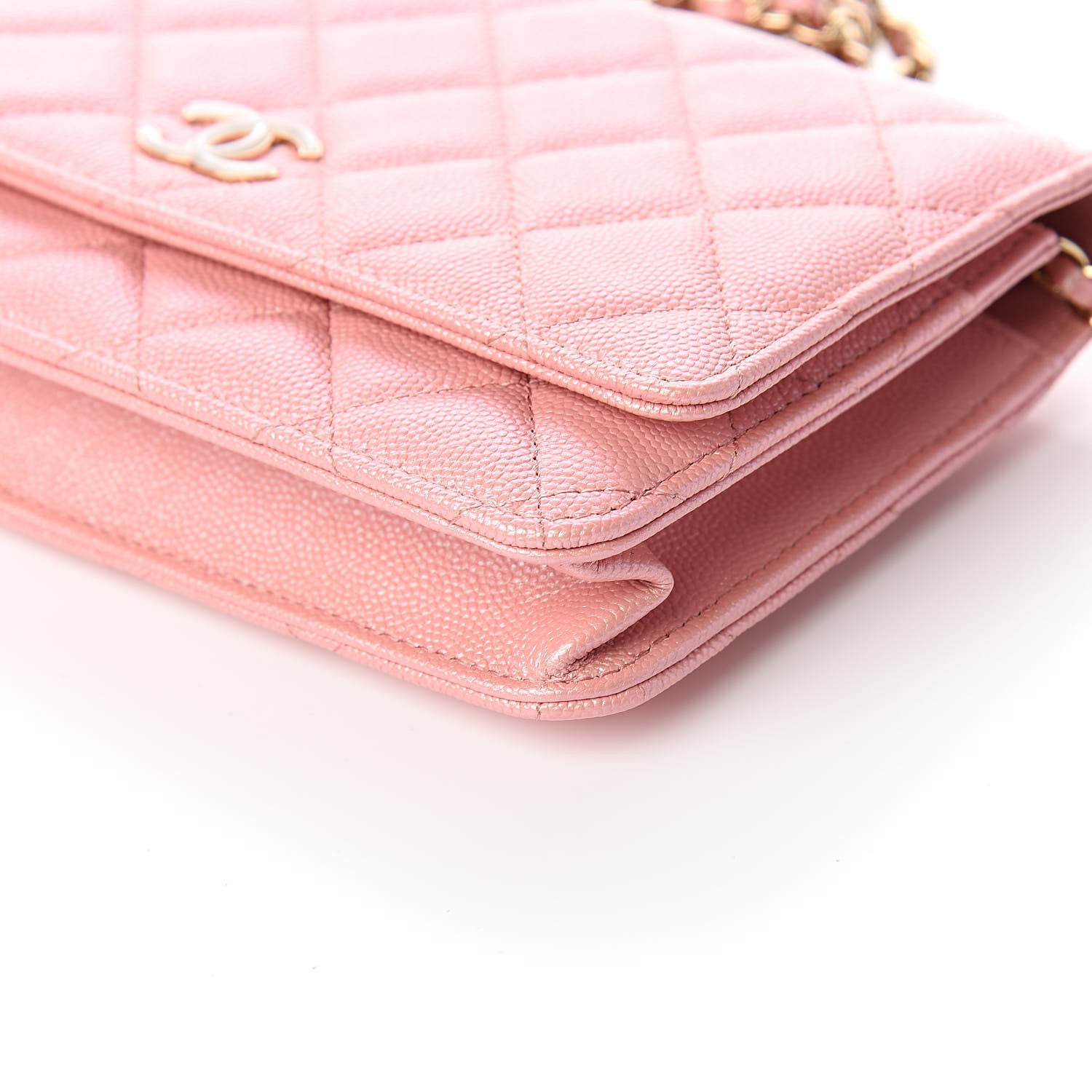 Chanel Iridescent Caviar Quilted Wallet on Chain WOC Rose Pink 10 of 12