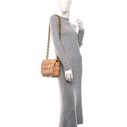 Bottega Veneta Lambskin Maxi Intreccio Padded Chain Cassette Crossbody Bag Almond 2 of 8