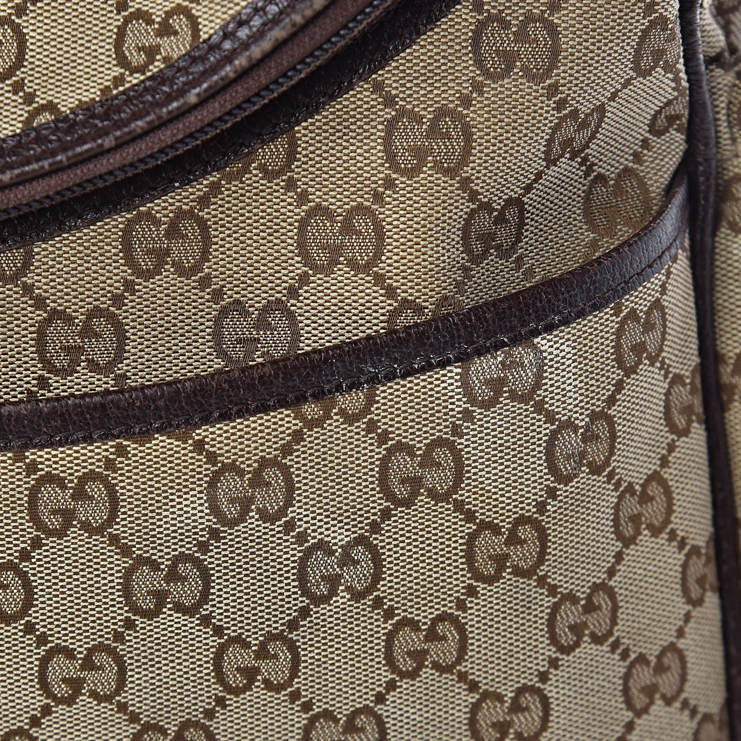 Gucci Monogram Natural Pigskin Large Diaper Bag Beige Ebony Cocoa Dark Chocolate 16 of 29