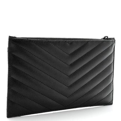 Saint Laurent Grain De Poudre Chevron Monogram Bill Pouch Black 3 of 8