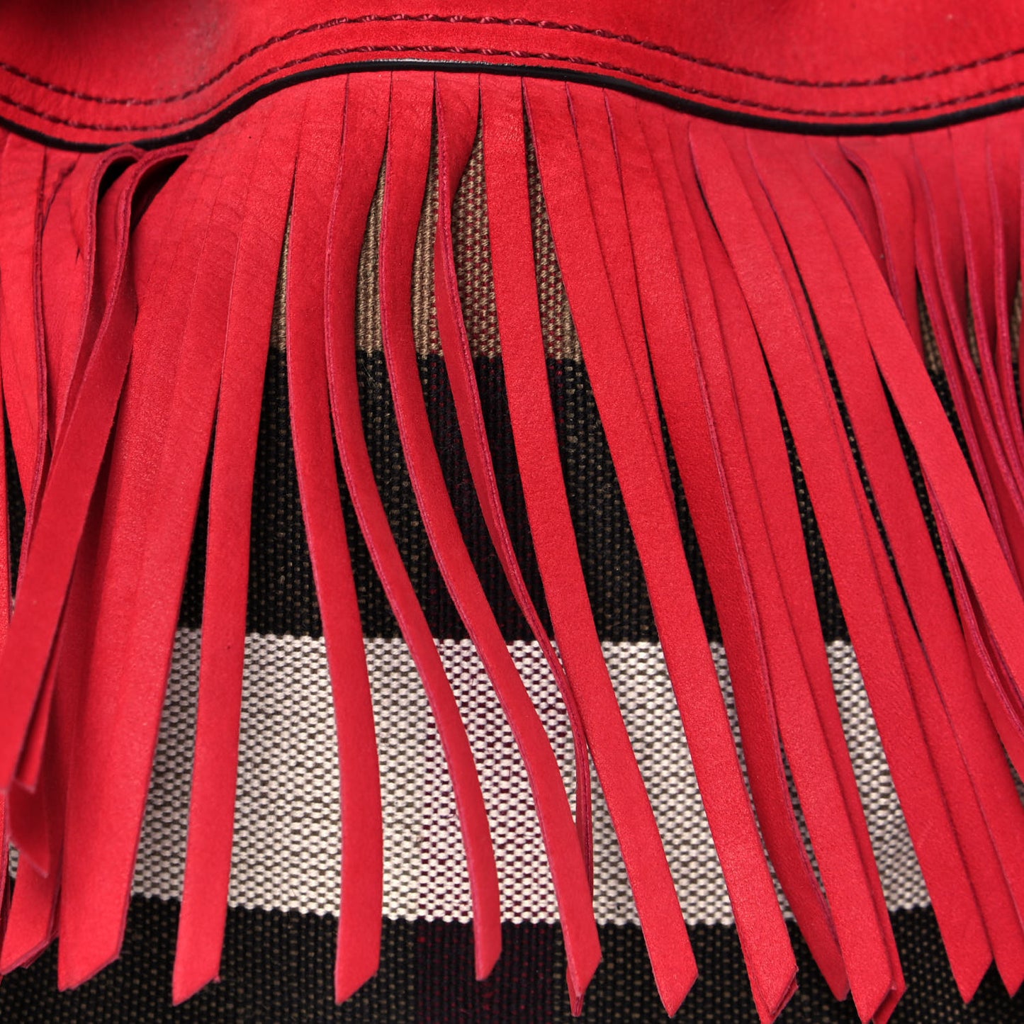 Suede Fringe Small Belgrove Bucket Bag Red